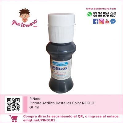 PIN0101 Pintura Acrílica Destellos Color NEGRO 60 ml