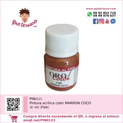 PIN0123 Pintura acrílica color MARRON COCO 30 ml (F080)
