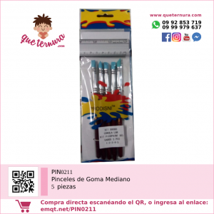 Pinceles de Goma Mediano 5 piezas (88080) (PIN0211)