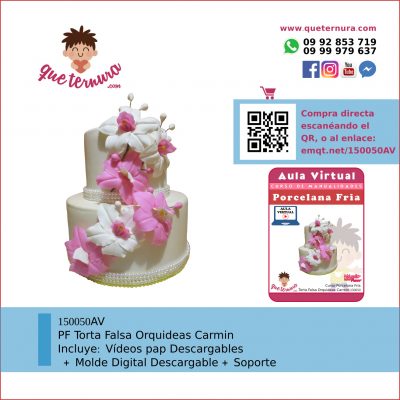 150050AV Torta Falsa Orquideas Carmin - Aula Virtual Porcelana Fría