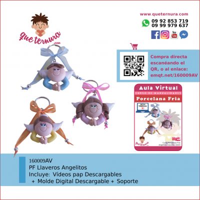 160009AV Llaveros Angelitos - Aula Virtual Porcelana Fría