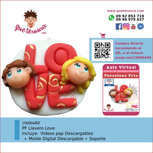 190004AV Llavero Love - Aula Virtual Porcelana Fría