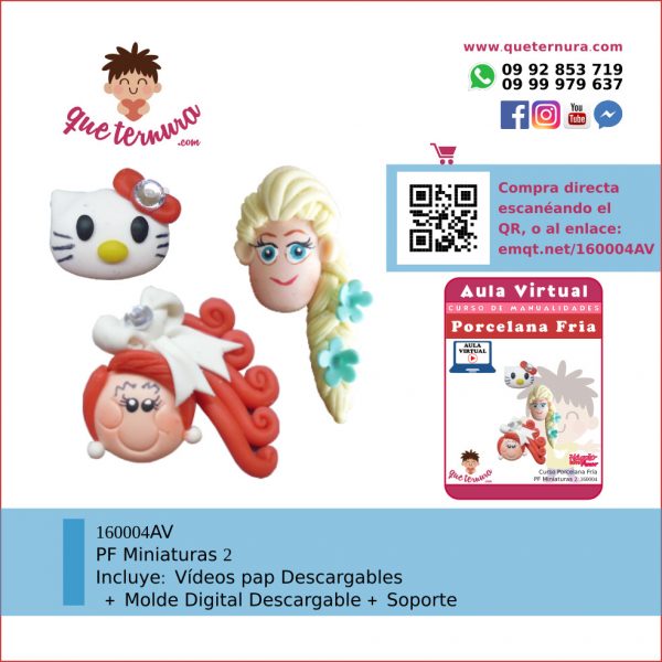 160004AV Miniaturas 2 Hello Kitty, Elsa Frozen y Merida - Aula Virtual Porcelana Fría