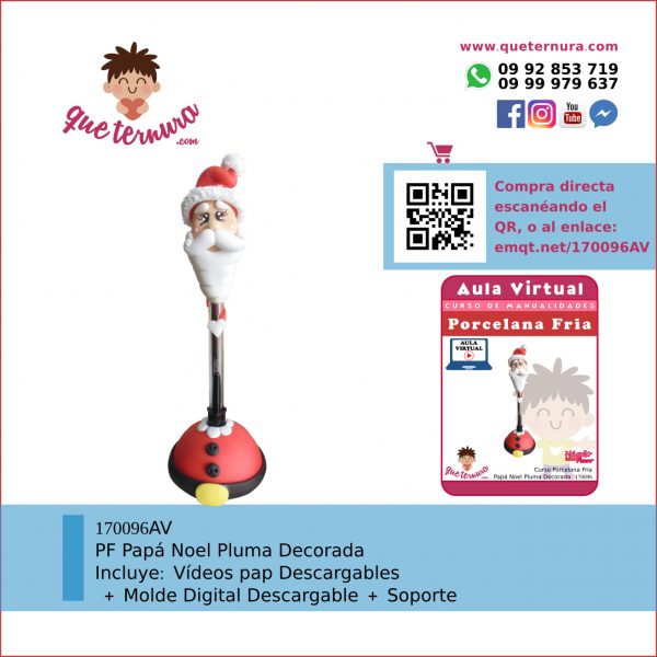 170096AV Papá Noel Pluma Decorada - Aula Virtual Porcelana Fría