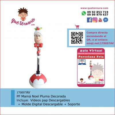 170097AV Mamá Noel Pluma Decorada - Aula Virtual Porcelana Fría