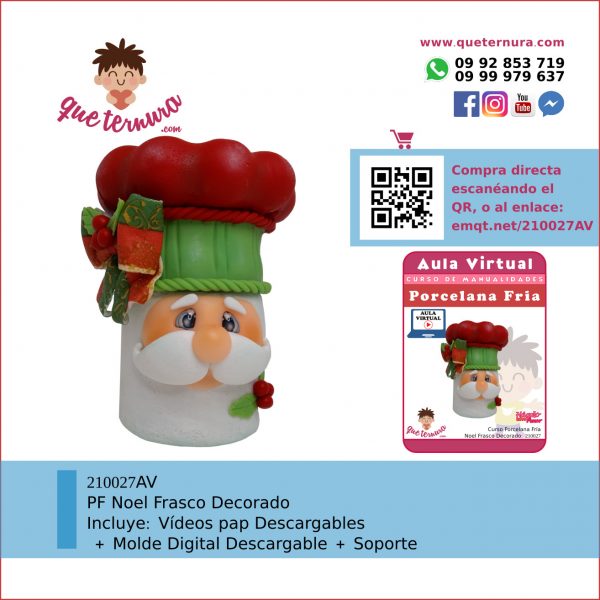 210027AV Papá Noel Frasco Decorado - Aula Virtual Porcelana Fría