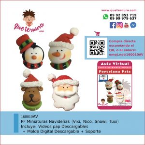 160010AV Miniaturas Navideñas (Vixi, Nico, Snowi, Tuxi) - Aula Virtual Porcelana Fría