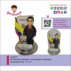 220026P Ministro Esteban con Bandera y Banner (en Cúpula) en Porcelana Fria