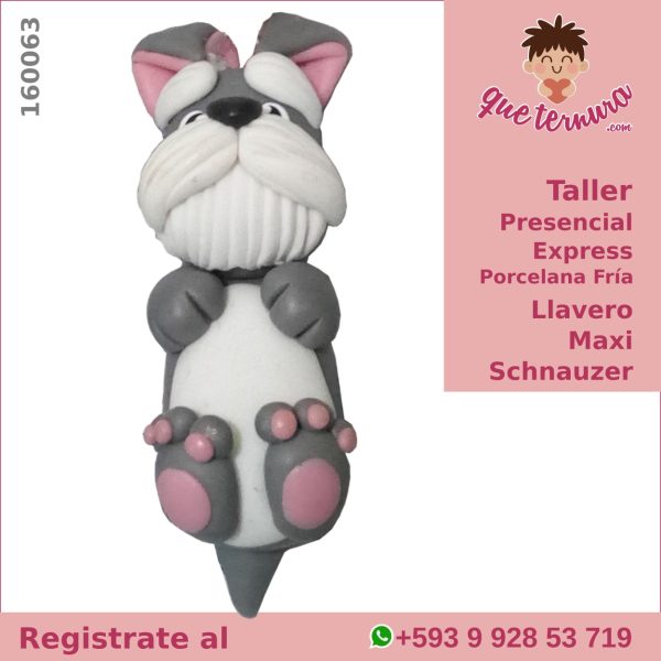 160063CEx PF Llavero Maxi Schnauzer Curso Express en Porcelana Fria