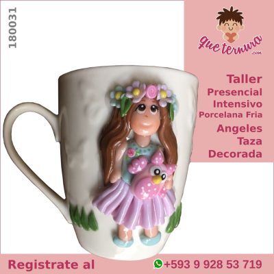 180031CIn PF Angeles Taza Decorada Curso Intensivo en Porcelana Fría