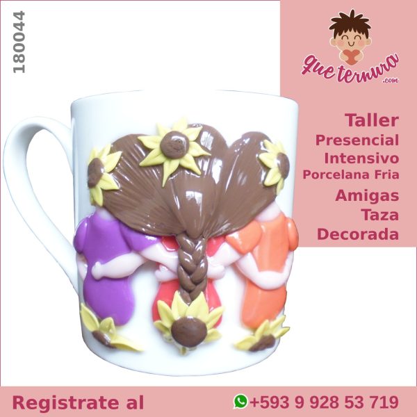 180044CIn PF Amigas Taza Decorada Intensivo en Porcelana Fría