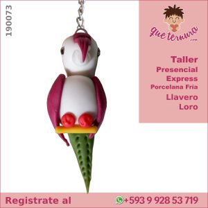 190073CEx PF Llavero Loro Curso Express en Porcelana Fria