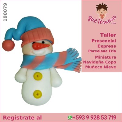 190079CEx PF Miniatura Navideña Copo Muñeco Nieve Curso Express en Porcelana Fria