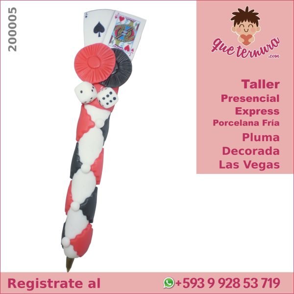 200005CEx PF Pluma Decorada Las Vegas Curso Express en Porcelana Fria