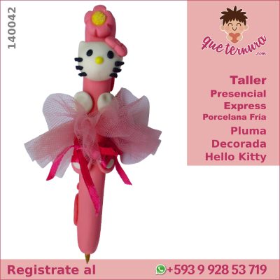 140042CEx PF Pluma Decorada Hello Kitty Curso Presencial Express en Porcelana Fria