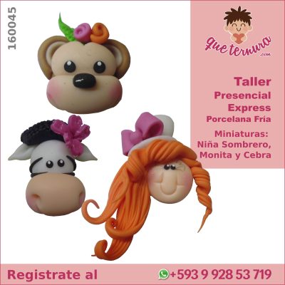 160045CEx PF Miniaturas Niña Sombrero Monita y Cebra Curso Express en Porcelana Fria