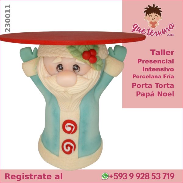 230011CIn PF Porta Torta Papá Noel Curso Presencial Intensivo en Porcelana Fria