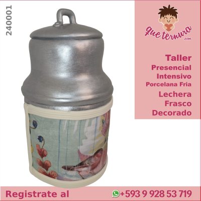 240001CIn PF Lechera Frasco Decorado Curso Intensivo Presencial en Porcelana Fría