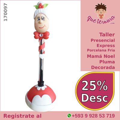 170097CEx PF Mama Noel Pluma Decorada Curso Presencial Express en Porcelana Fría